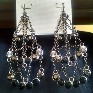 Rhinestones Chandelier Hook Chains Long Earrings